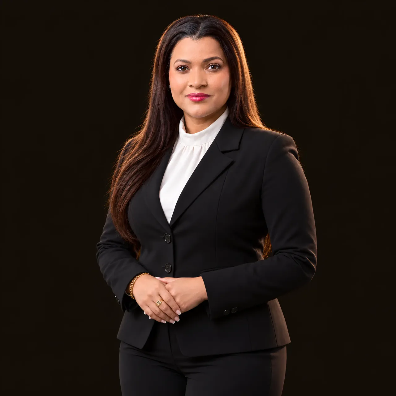 Jesús Leika Sierra Torres, abogada, con traje oscuro
